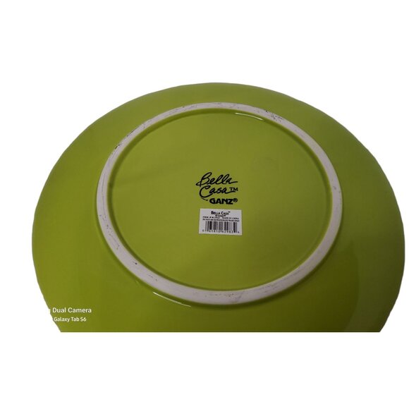 bella casa by ganz ceramic plate in avocdo green with metallic silver trim - Picture 3 of 3